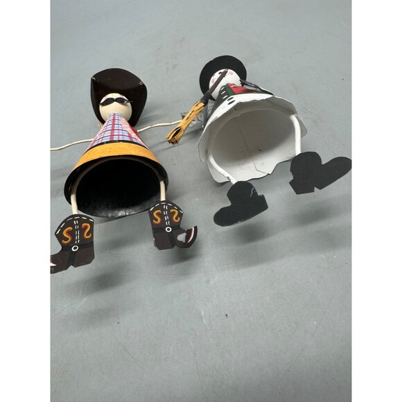 Cowboy & Snowman Metal Christmas Ornaments Hand-Painted Rustic Holiday Set Of 2 - Picture 3 of 9